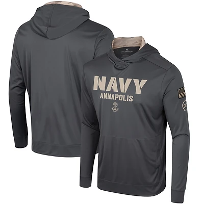 Men's Colosseum Charcoal Navy Midshipmen OHT Military Appreciation Long Sleeve Hoodie T-Shirt