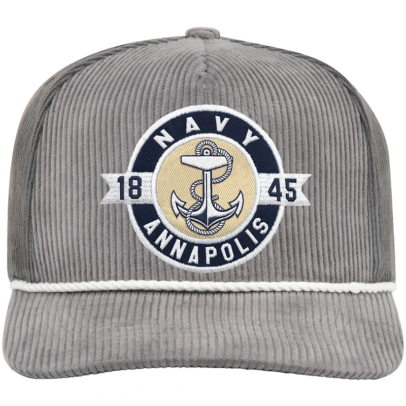 Casquette de camionneur ajustable pour homme Colosseum gris bleu marine Midshipmen Where's My Hat Podium
