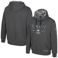 Men's Colosseum  Heather Charcoal Navy Midshipmen Operation Hat Trick Squad Hoodie