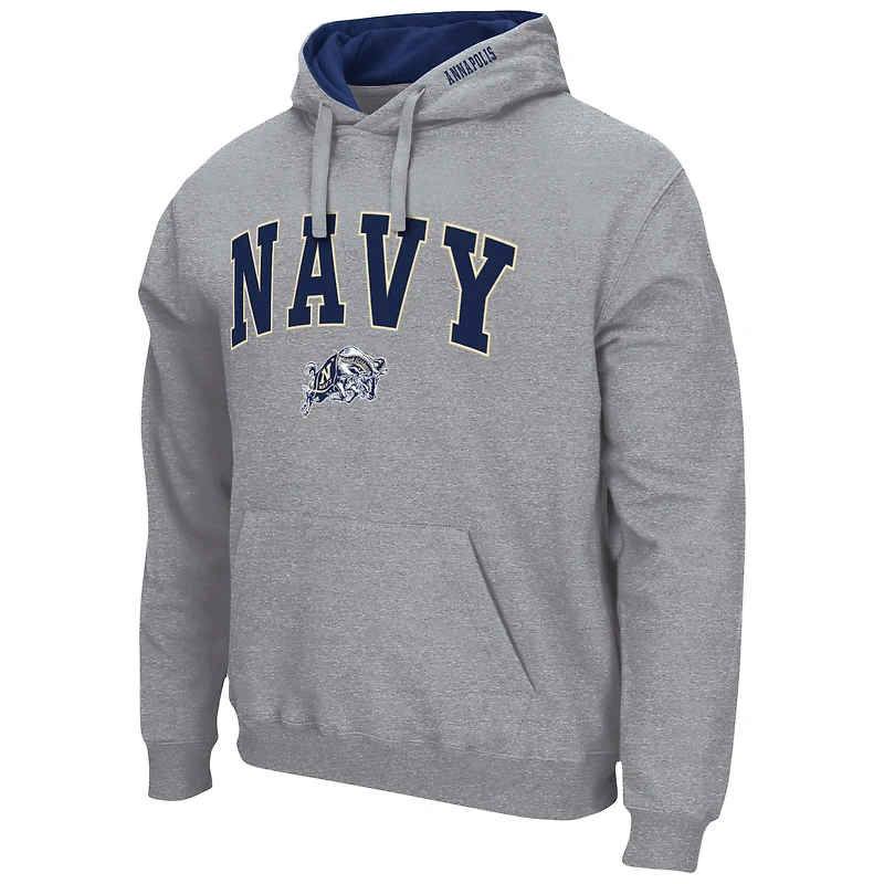 Sweat à capuche Colosseum Heather Grey Navy Midshipmen Arch & Logo 3.0 pour hommes