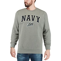 Men's Colosseum Heather Gray Navy Midshipmen Arch & Logo Crew Neck Sweatshirt