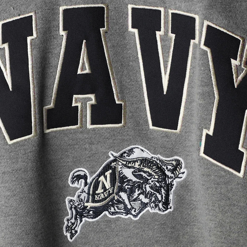 Colosseum Heather Grey Navy Midshipmen Arch & Logo Crew Neck Sweat-shirt pour homme