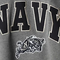 Colosseum Heather Grey Navy Midshipmen Arch & Logo Crew Neck Sweat-shirt pour homme