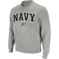 Colosseum Heather Grey Navy Midshipmen Arch & Logo Crew Neck Sweat-shirt pour homme
