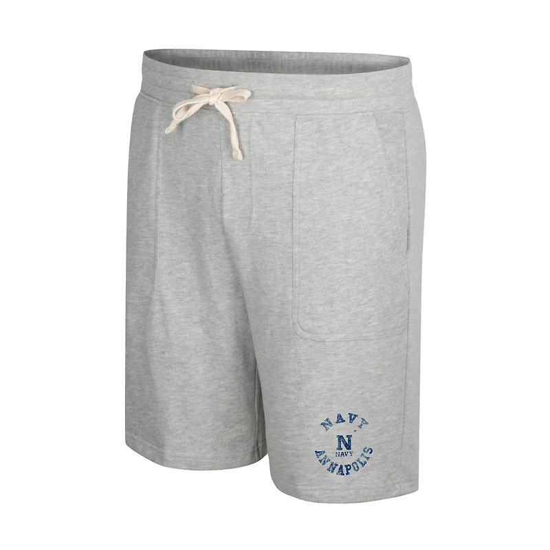 Men's Colosseum Heather Gray Navy Midshipmen Love To Hear This Terry Shorts