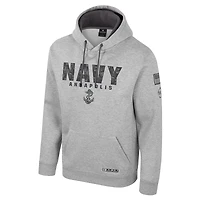 Sweat à capuche imprimé militaire Oorah OHT pour homme Colosseum Heather Grey Navy Midshipmen