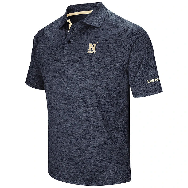Men's Colosseum Heathered Navy Midshipmen Down Swing Polo