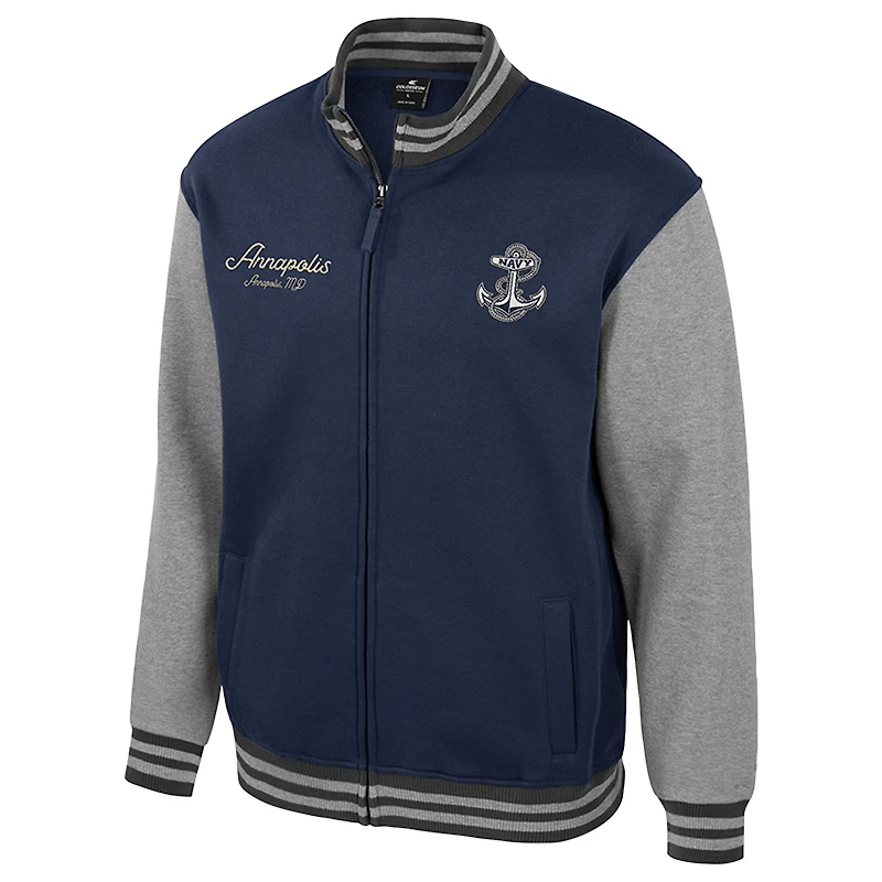 Men's Colosseum Navy Midshipmen Ambi-Turner Full-Zip Varsity Jacket