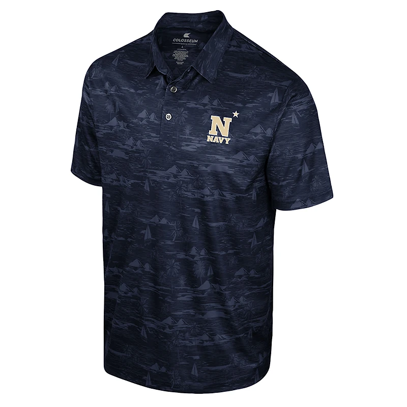 Men's Colosseum Navy Midshipmen Daly Print Polo