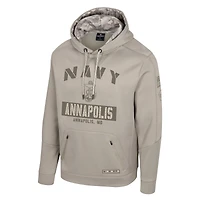 Men's Colosseum Oatmeal Navy Midshipmen Big & Tall Operation Hat Trick Battalion Hoodie Sweatshirt