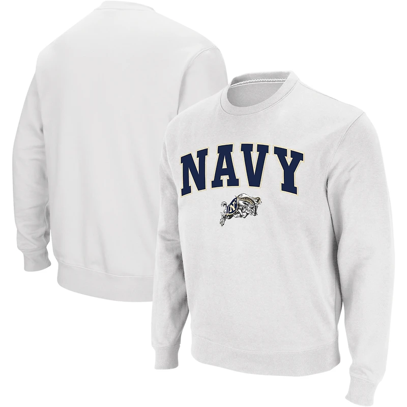 Colosseum White Navy Midshipmen Arch & Logo Crew Neck Sweat-shirt pour homme