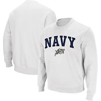 Colosseum White Navy Midshipmen Arch & Logo Crew Neck Sweat-shirt pour homme