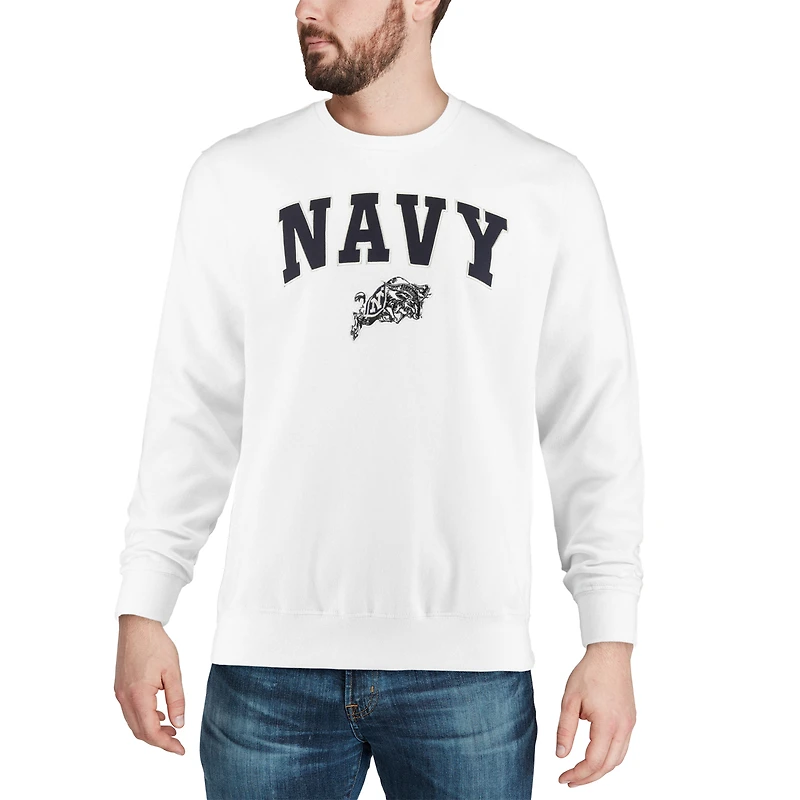 Colosseum White Navy Midshipmen Arch & Logo Crew Neck Sweat-shirt pour homme