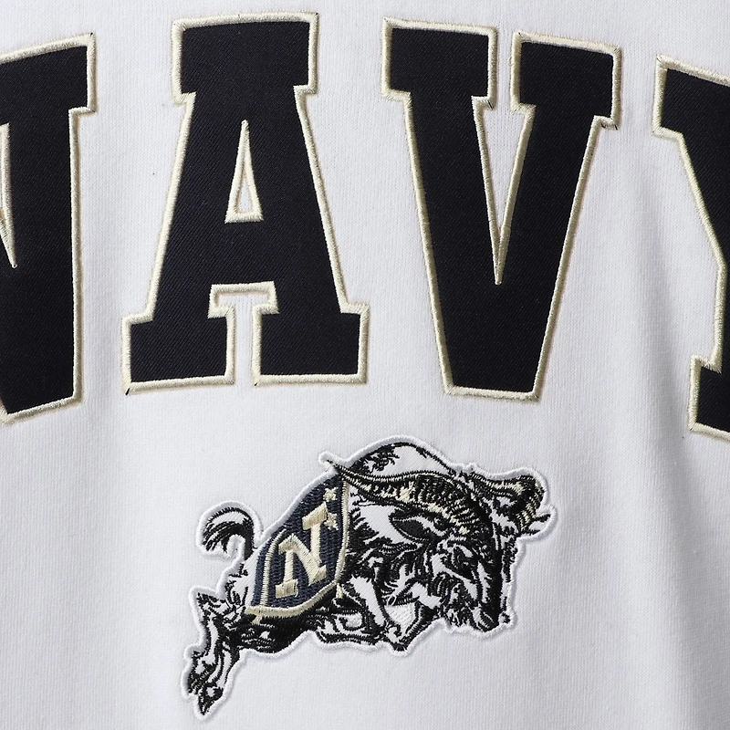 Colosseum White Navy Midshipmen Arch & Logo Crew Neck Sweat-shirt pour homme