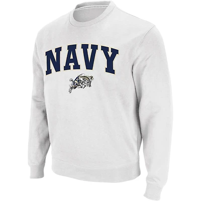 Colosseum White Navy Midshipmen Arch & Logo Crew Neck Sweat-shirt pour homme