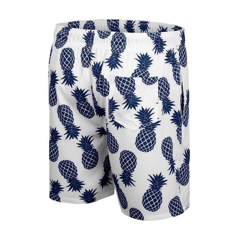 Short de bain Colosseum White Navy Midshipmen Pineapples pour homme
