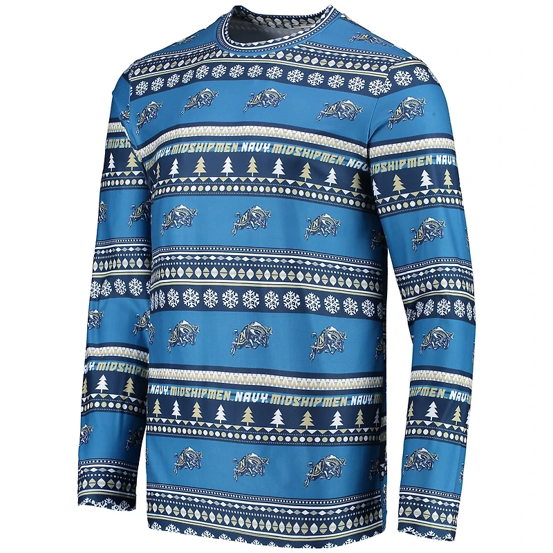 Ensemble de nuit pour homme Concepts Sport Navy Midshipmen Ugly Sweater, haut à manches longues et pantalon