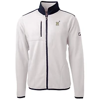Men's Cutter & Buck Cream Navy Midshipmen Team Logo Cascade Eco Sherpa Fleece Full-Zip Jacket