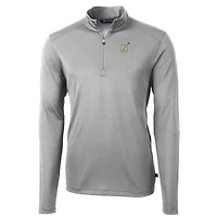 Men's Cutter & Buck Gray Navy Midshipmen Big Tall Virtue Eco Pique Recycled Quarter-Zip Pullover Top