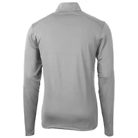 Men's Cutter & Buck Gray Navy Midshipmen Big Tall Virtue Eco Pique Recycled Quarter-Zip Pullover Top