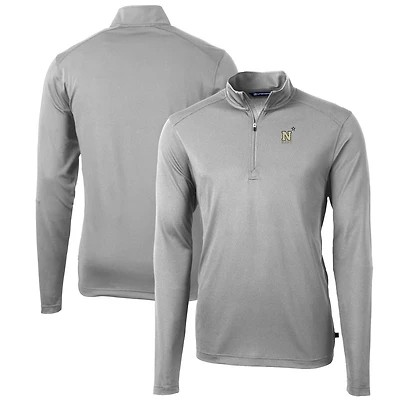 Men's Cutter & Buck Gray Navy Midshipmen Big Tall Virtue Eco Pique Recycled Quarter-Zip Pullover Top