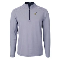 Pull-over zippé recyclé à micro-rayures et piqué écologique pour homme, bleu marine/blanc, style Midshipmen, Virtue, grandes tailles