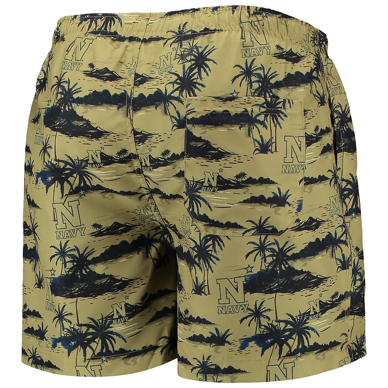 Men's FOCO Gold Navy Midshipmen Island Palm Swim Trunks