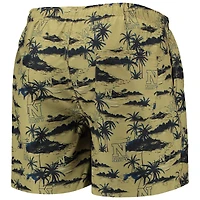 Men's FOCO Gold Navy Midshipmen Island Palm Swim Trunks