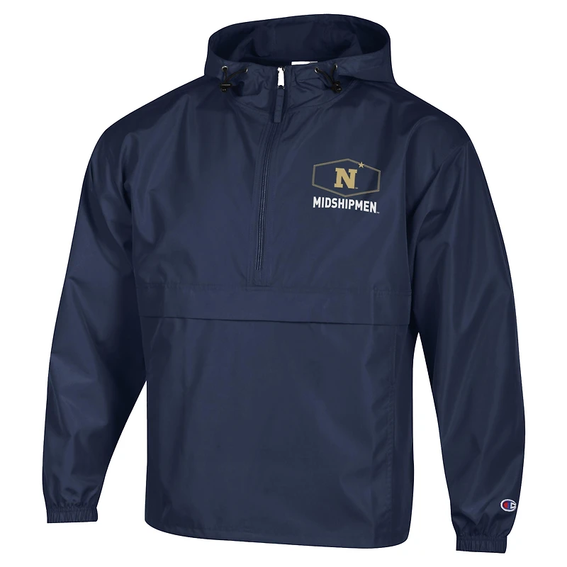 Men's Navy Champion Midshipmen Delay Packable Half-Zip Jacket