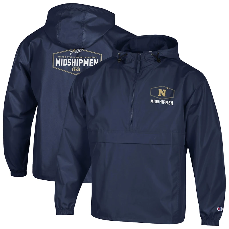 Men's Navy Champion Midshipmen Delay Packable Half-Zip Jacket