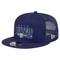 Men's New Era Navy Navy Midshipmen Split Panel 9FIFTY Snapback Trucker Hat