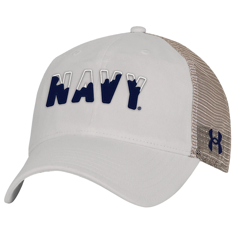 Men's Under Armour Cream Navy Midshipmen College Essentials Adjustable Trucker Hat