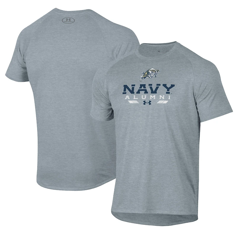 T-shirt technique Under Armour Midshipmen Alumni gris bleu marine pour homme