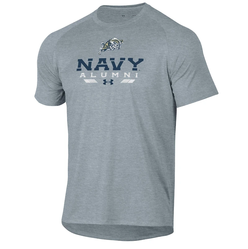 T-shirt technique Under Armour Midshipmen Alumni gris bleu marine pour homme