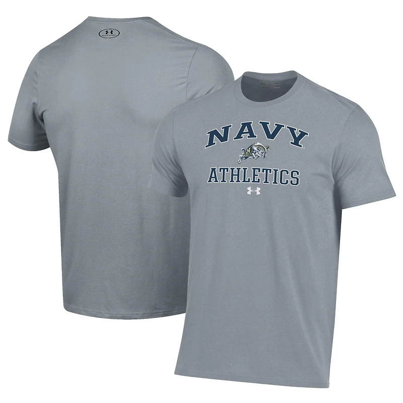 Men's Under Armour Gray Navy Midshipmen Athletics Performance T-Shirt