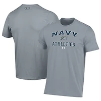 Men's Under Armour  Gray Navy Midshipmen Athletics Performance T-Shirt