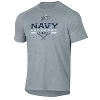 Men's Under Armour Gray Navy Midshipmen Lacrosse Icon Raglan Performance T-Shirt