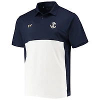 Polo Under Armour Navy/White Navy Midshipmen 2022 Blocked Coaches Performance pour homme