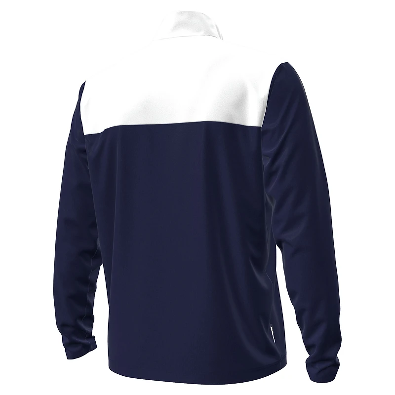 Pull Under Armour bleu marine/blanc pour homme, avec fermeture éclair quart de tour, motif Midshipmen vert et marine