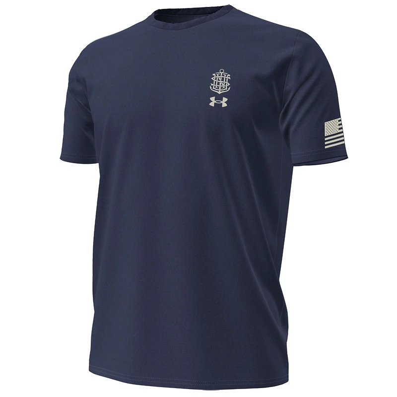 Men's Under Armour Navy Midshipmen 250th Anniversary Uniform Sideline Collection HeatGear Anchor T-Shirt