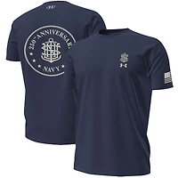 T-shirt Under Armour Navy Midshipmen pour homme, collection Sideline, uniforme du 250e anniversaire, HeatGear Anchor