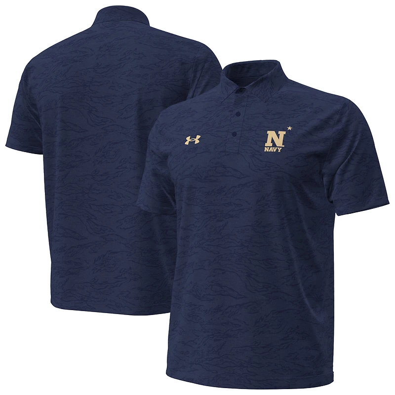 Polo camouflage jacquard Under Armour bleu marine Midshipmen Drive pour homme