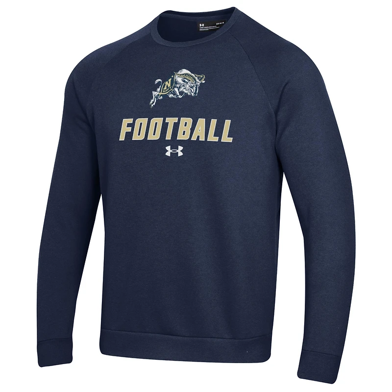 Men's Under Armour  Navy Midshipmen Football Rival Fleece Raglan Pullover Sweatshirt