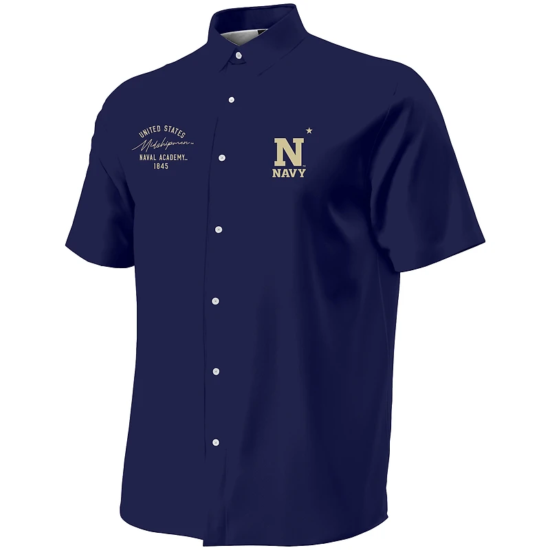 Men's Under Armour Navy Midshipmen Gameday Armourfuse Camp Button-Up Shirt