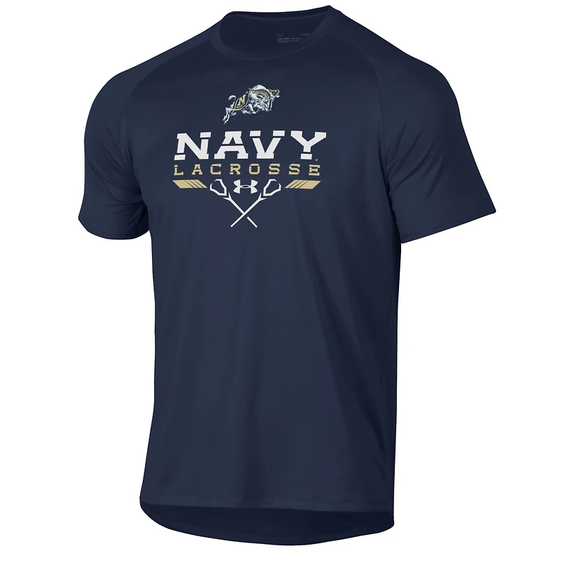 Men's Under Armour Gray Navy Midshipmen Lacrosse Icon Raglan Performance T-Shirt