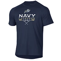 Men's Under Armour Gray Navy Midshipmen Lacrosse Icon Raglan Performance T-Shirt