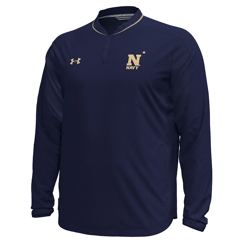Veste à manches longues et quart de zip Under Armour Navy Midshipmen Motivate pour homme