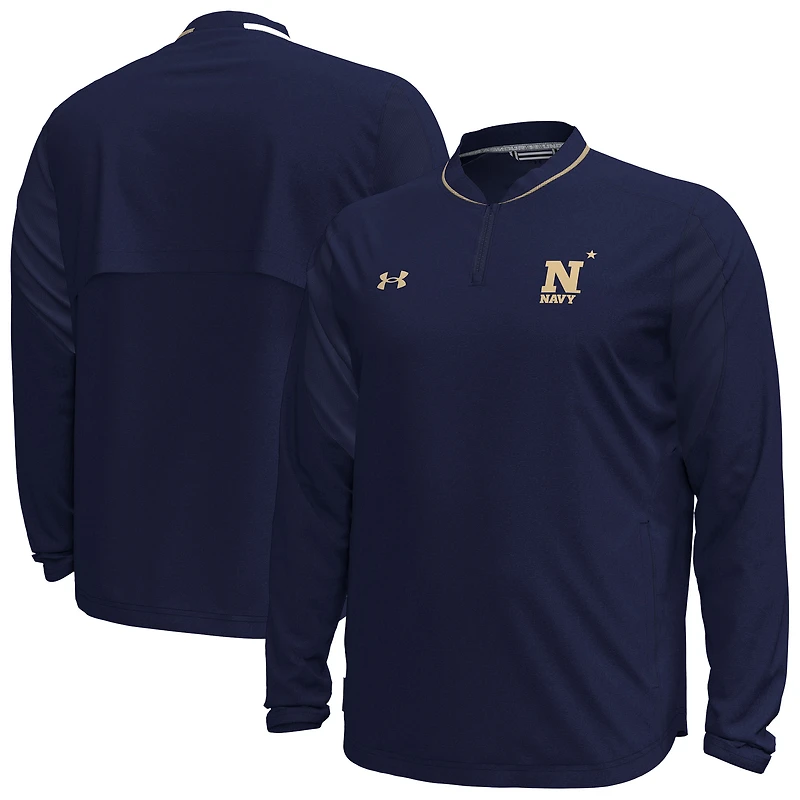 Veste à manches longues et quart de zip Under Armour Navy Midshipmen Motivate pour homme