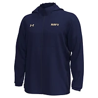 Men's Under Armour Navy Midshipmen Rival Stretch Woven Full-Zip Hoodie Jacket