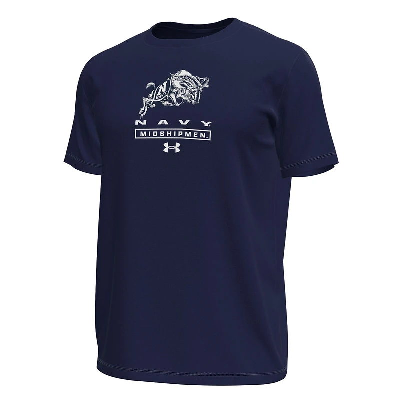 Men's Under Armour Navy Midshipmen Stack Stretch Performance T-Shirt
